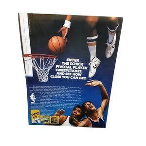 1985 Schick Razor Blades Basketball Theme Original Print Ad